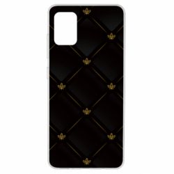 Чехол для Samsung A51 Black with gold quilted pattern - PrintSalon