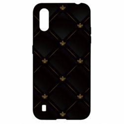 Чехол для Samsung A01/M01 Black with gold quilted pattern
