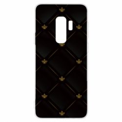 Чехол для Samsung S9+ Black with gold quilted pattern - PrintSalon