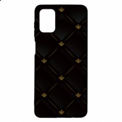 Чехол для Samsung M51 Black with gold quilted pattern - PrintSalon