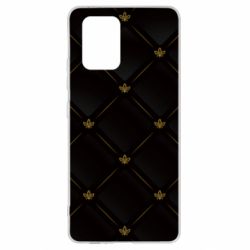 Чехол для Samsung S10 Lite Black with gold quilted pattern - PrintSalon