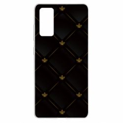 Чехол для Samsung S20 FE Black with gold quilted pattern - PrintSalon