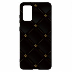 Чехол для Samsung S20+ Black with gold quilted pattern - PrintSalon