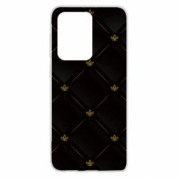 Чехол для Samsung S20 Ultra Black with gold quilted pattern - PrintSalon