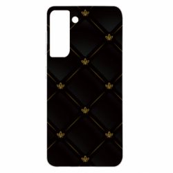 Чехол для Samsung S21 Black with gold quilted pattern - PrintSalon