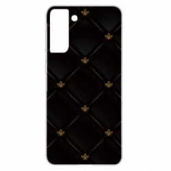 Чехол для Samsung S21+ Black with gold quilted pattern - PrintSalon