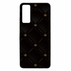 Чехол для Huawei P Smart 2021 Black with gold quilted pattern - PrintSalon