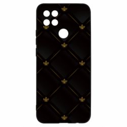Чехол для Oppo A15s/A15 Black with gold quilted pattern
