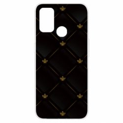 Чехол для Oppo A53/A32/A33 Black with gold quilted pattern