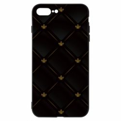 Чехол для iPhone 8 Plus Black with gold quilted pattern - PrintSalon