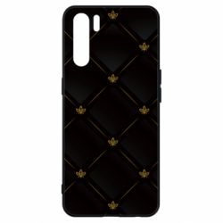 Чехол для Oppo A91/Reno3 Black with gold quilted pattern - PrintSalon