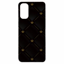 Чехол для Oppo Reno 4 Black with gold quilted pattern - PrintSalon