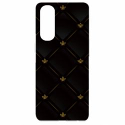 Чехол для Oppo Reno 4 Pro Black with gold quilted pattern - PrintSalon