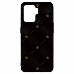 Чехол для Oppo Reno 5 Lite Black with gold quilted pattern - PrintSalon