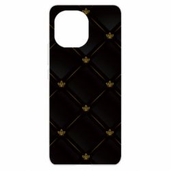 Чехол для Xiaomi Mi11 Black with gold quilted pattern - PrintSalon