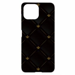 Чехол для Xiaomi Mi11 Lite Black with gold quilted pattern - PrintSalon