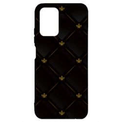 Чехол для Xiaomi Redmi Note 10 Black with gold quilted pattern - PrintSalon
