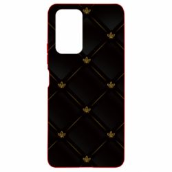 Чехол для Xiaomi Redmi Note 10 Pro Black with gold quilted pattern - PrintSalon