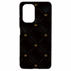 Чехол для Xiaomi Poco F3/K40 Black with gold quilted pattern - PrintSalon