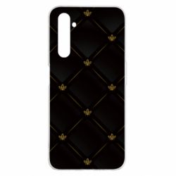 Чехол для Realme 6 Pro Black with gold quilted pattern - PrintSalon