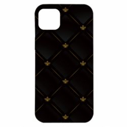 Чехол для iPhone 14 Plus Black with gold quilted pattern - PrintSalon