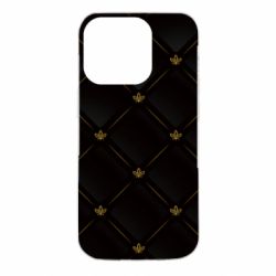 Чехол для iPhone 14 Pro Black with gold quilted pattern - PrintSalon