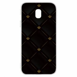 Чехол для Samsung J3 2017 Black with gold quilted pattern - PrintSalon