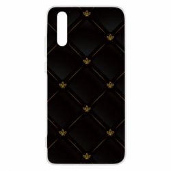 Чехол для Huawei P20 Black with gold quilted pattern - PrintSalon