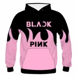 Мужское 3D худи Blackpink pink fire - PrintSalon