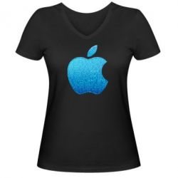 Женская футболка с V-образным вырезом Blue Apple - PrintSalon