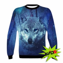 Детский 3D свитшот Blue-eyed wolf - PrintSalon