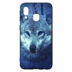 Чехол для Samsung A40 Blue-eyed wolf - PrintSalon