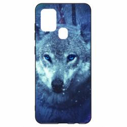 Чехол для Samsung A21s Blue-eyed wolf - PrintSalon