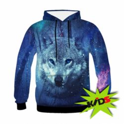 Детское 3D худи Blue-eyed wolf - PrintSalon