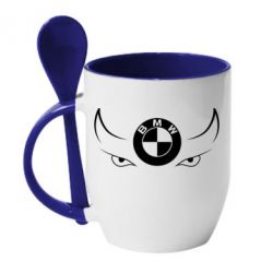 Чашка с ложкой BMW eyes - PrintSalon