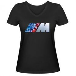 Женская футболка с V-образным вырезом BMW logo 1 - PrintSalon