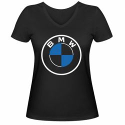 Женская футболка с V-образным вырезом BMW logo 2020 - PrintSalon
