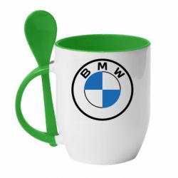 Чашка с ложкой BMW logo 2020 - PrintSalon