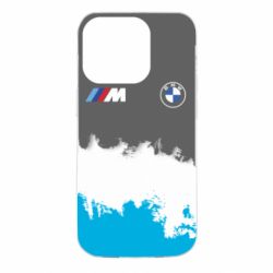Чехол для iPhone 14 Pro BMW logo and gray background - PrintSalon