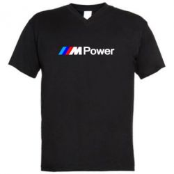 Мужская футболка  с V-образным вырезом BMW M Power logo - PrintSalon