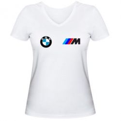 Женская футболка с V-образным вырезом BMW M - PrintSalon