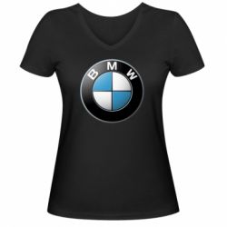 Женская футболка с V-образным вырезом BMW Small Logo - PrintSalon