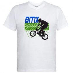 Мужская футболка  с V-образным вырезом BMX Sport - PrintSalon