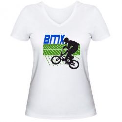 Женская футболка с V-образным вырезом BMX Sport - PrintSalon