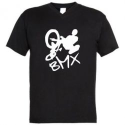 Мужская футболка  с V-образным вырезом BMX - PrintSalon