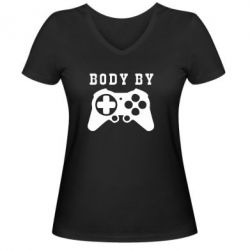 Женская футболка с V-образным вырезом BODY BY - PrintSalon