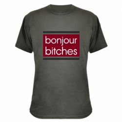 Камуфляжная футболка Bonjour bitches - PrintSalon