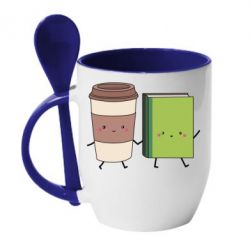Чашка с ложкой Book & Coffee - PrintSalon