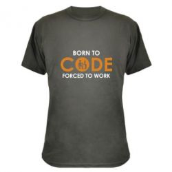Камуфляжная футболка Born to code forced to work - PrintSalon