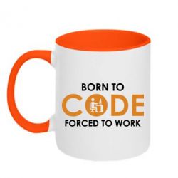 Чашка двокольорова Born to code forced to work
